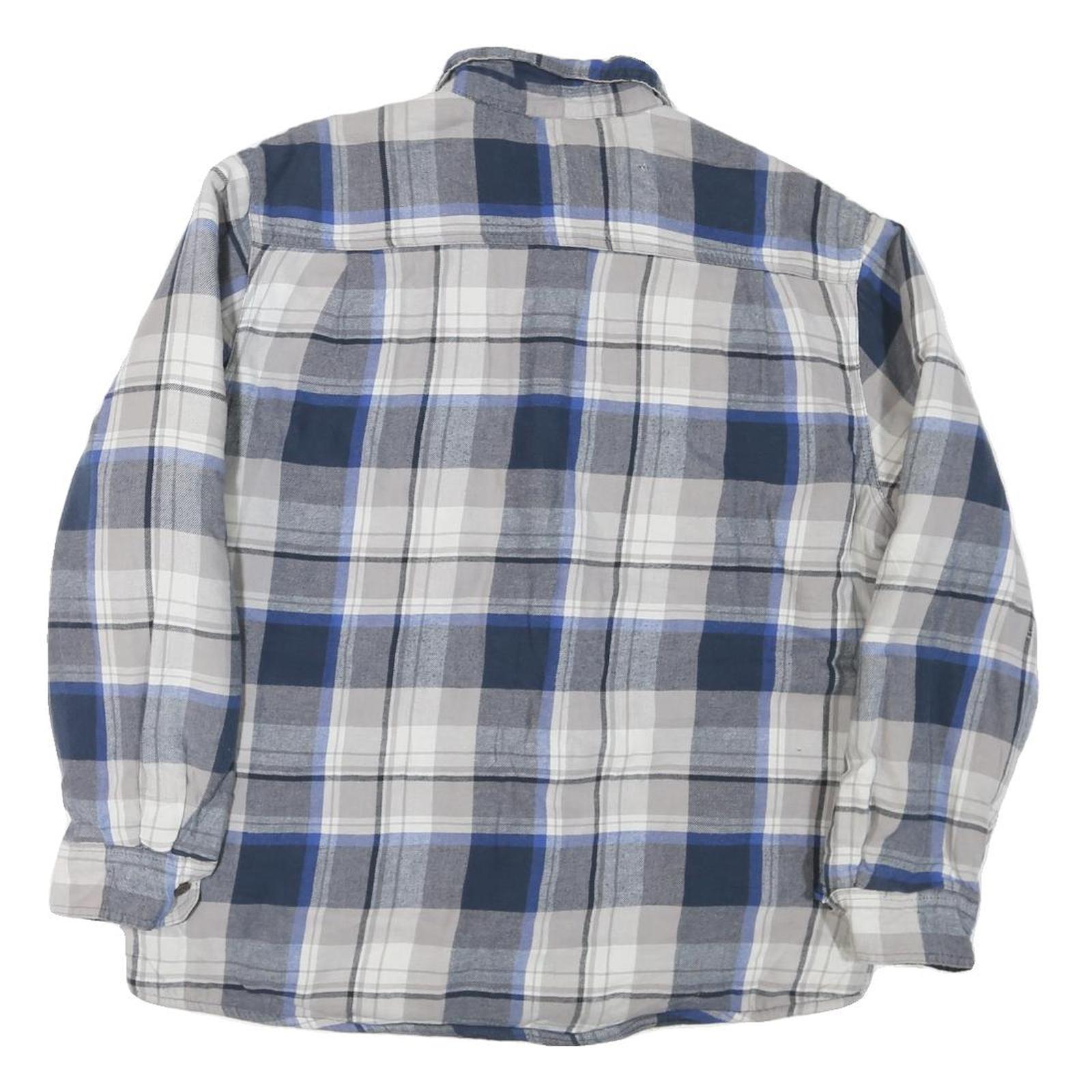 WRANGLER Mens Blue & Grey Check Cotton Blend Shirt L Casual Winter Flannel