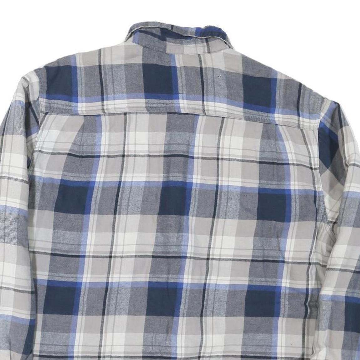 WRANGLER Mens Blue & Grey Check Cotton Blend Shirt L Casual Winter Flannel