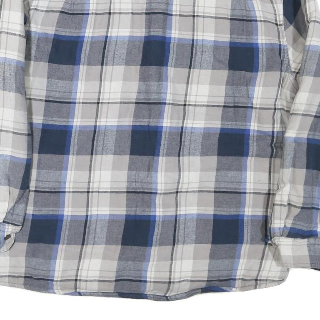 WRANGLER Mens Blue & Grey Check Cotton Blend Shirt L Casual Winter Flannel