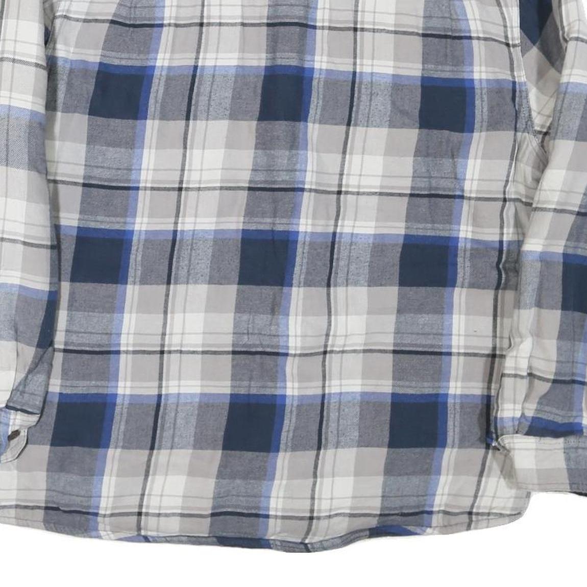WRANGLER Mens Blue & Grey Check Cotton Blend Shirt L Casual Winter Flannel