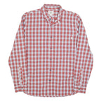 TIMBERLAND Mens Red & White Check Shirt L Cotton Blend Casual Long Sleeve Button