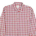 TIMBERLAND Mens Red & White Check Shirt L Cotton Blend Casual Long Sleeve Button