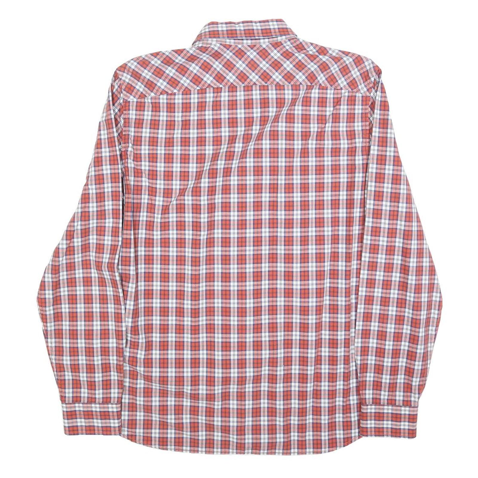 TIMBERLAND Mens Red & White Check Shirt L Cotton Blend Casual Long Sleeve Button