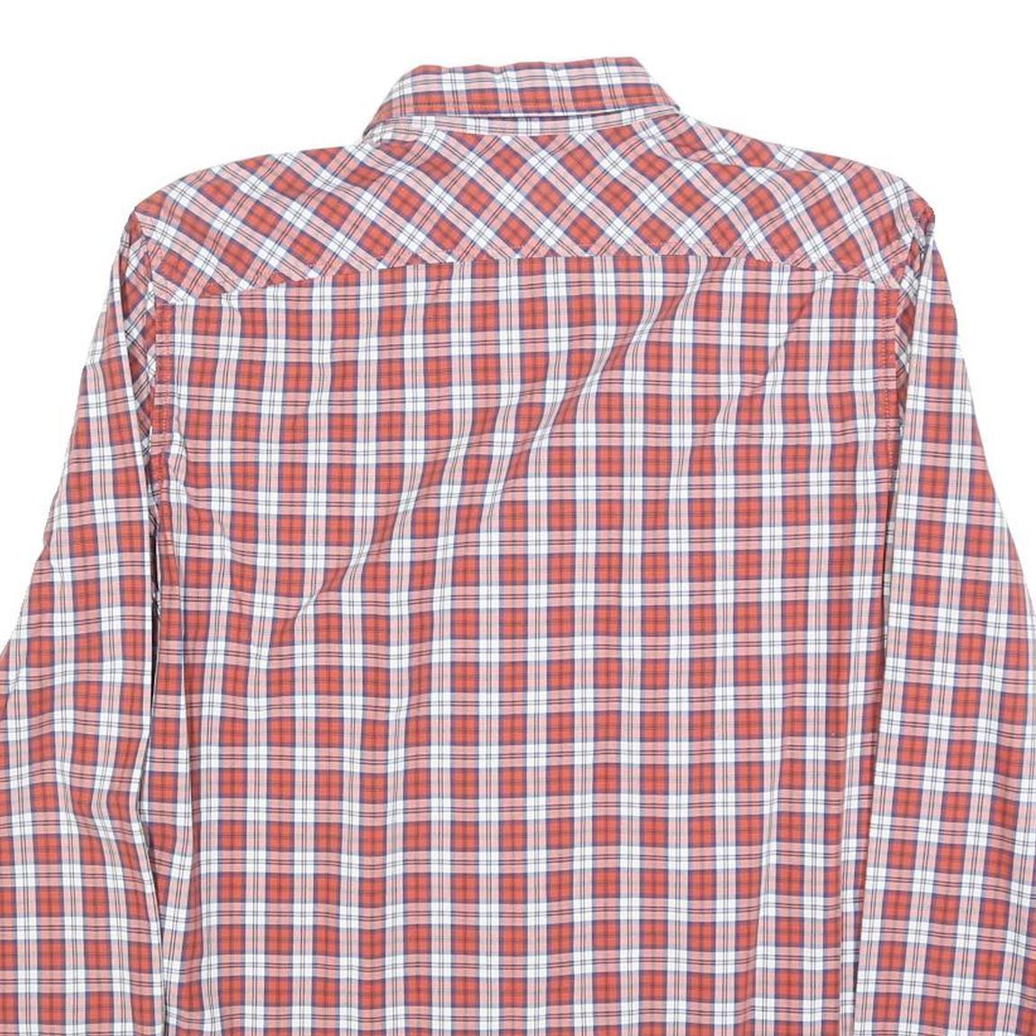 TIMBERLAND Mens Red & White Check Shirt L Cotton Blend Casual Long Sleeve Button