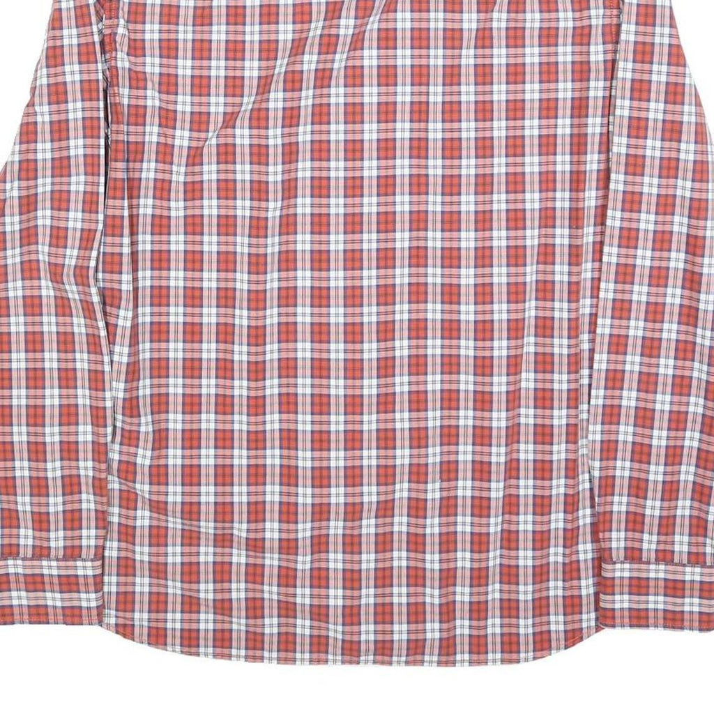 TIMBERLAND Mens Red & White Check Shirt L Cotton Blend Casual Long Sleeve Button