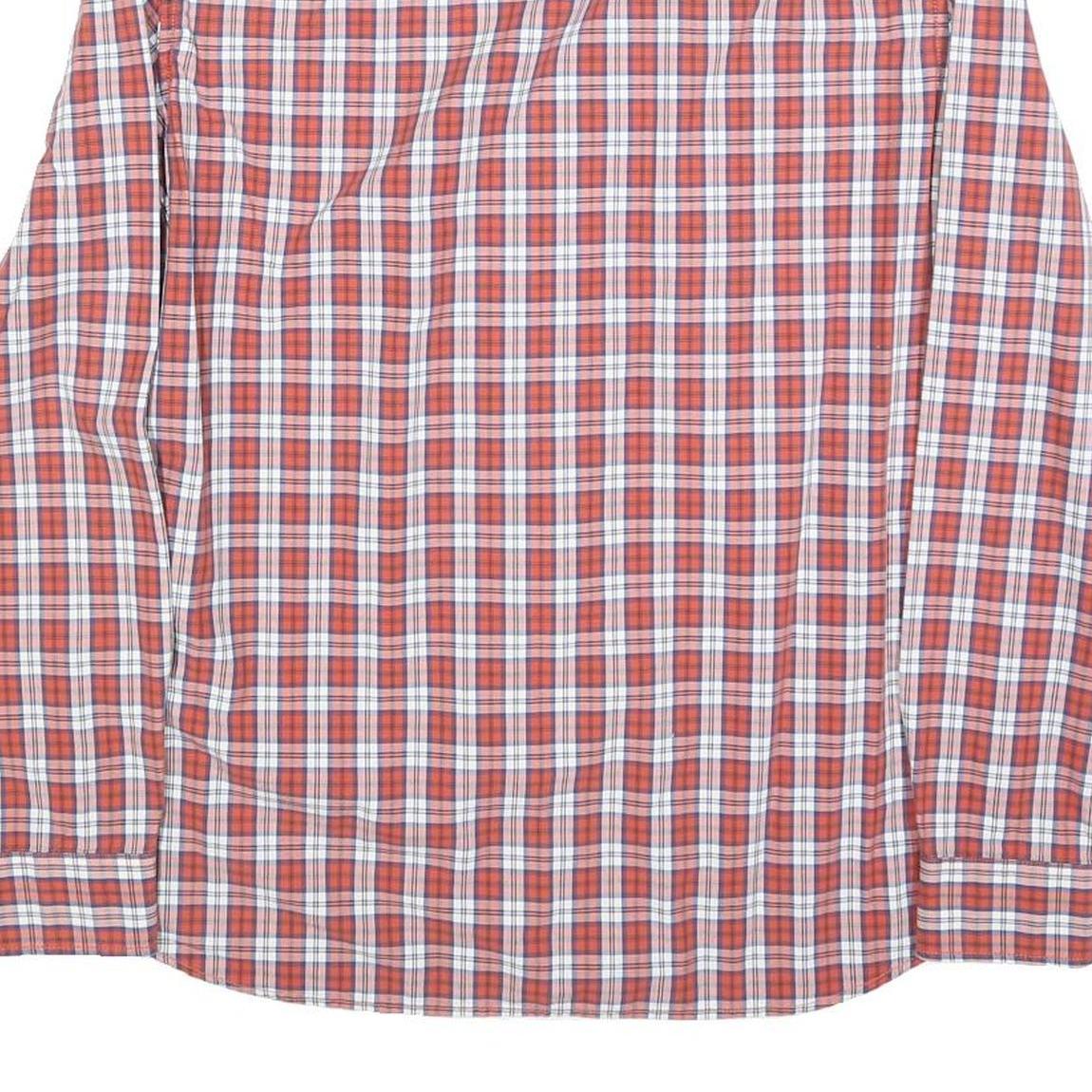 TIMBERLAND Mens Red & White Check Shirt L Cotton Blend Casual Long Sleeve Button