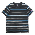 CHAMPION Mens Black & Blue Striped T-Shirt L Short Sleeve Crew Neck Cotton Blend
