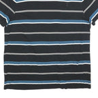 CHAMPION Mens Black & Blue Striped T-Shirt L Short Sleeve Crew Neck Cotton Blend