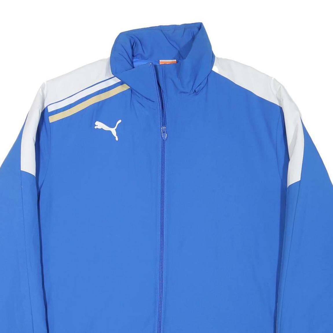 PUMA Mens Blue & White Zip Up Jacket M Polyester Blend Sportswear Activewear