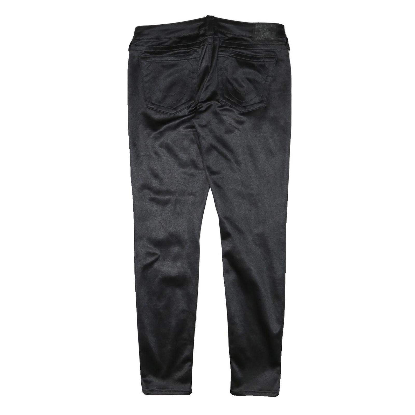 TRUE RELIGION Womens Cotton Blend Black Slim Skinny Trousers W30 L29 Stylish Zip