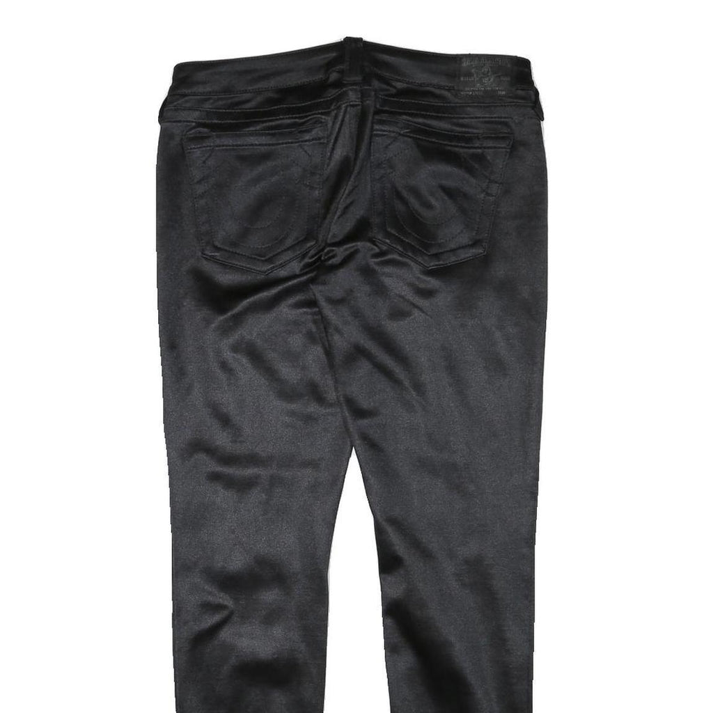 TRUE RELIGION Womens Cotton Blend Black Slim Skinny Trousers W30 L29 Stylish Zip