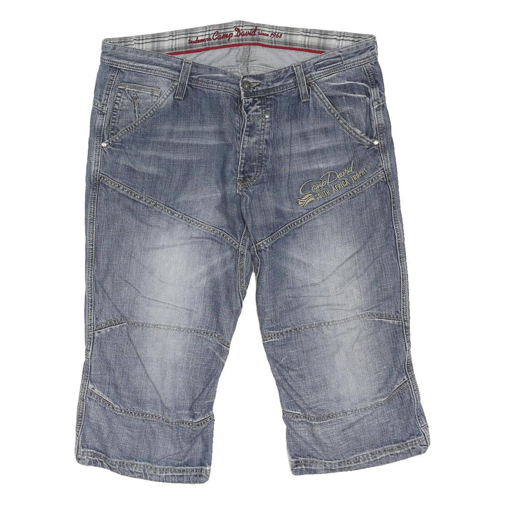 CAMP DAVID Mens Shorts Blue Denim XL W38 Casual Cotton Blend Long Length