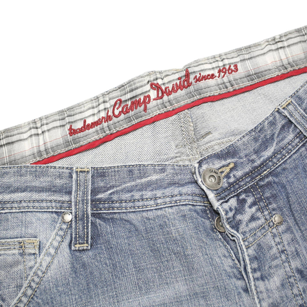CAMP DAVID Mens Shorts Blue Denim XL W38 Casual Cotton Blend Long Length
