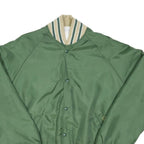 GEM SPORTSWEAR Mens Green Jacket M Nylon Button Plain Sportswear Varsity Style
