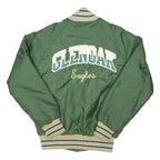 GEM SPORTSWEAR Mens Green Jacket M Nylon Button Plain Sportswear Varsity Style