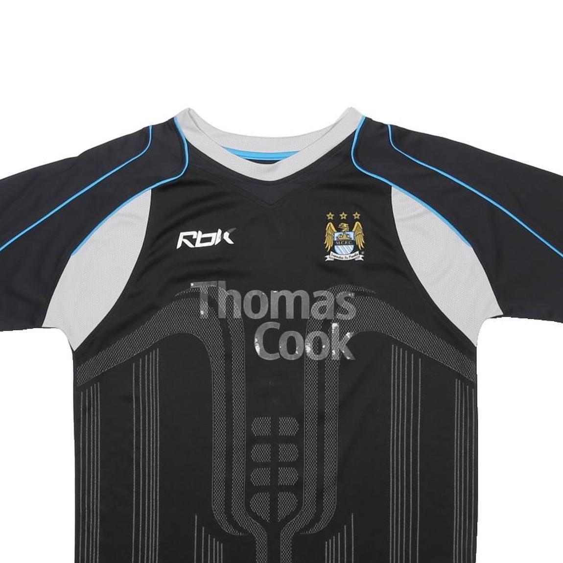 REEBOK 2006-07 Manchester City Away Mens Black Football Shirt M Dickov 14