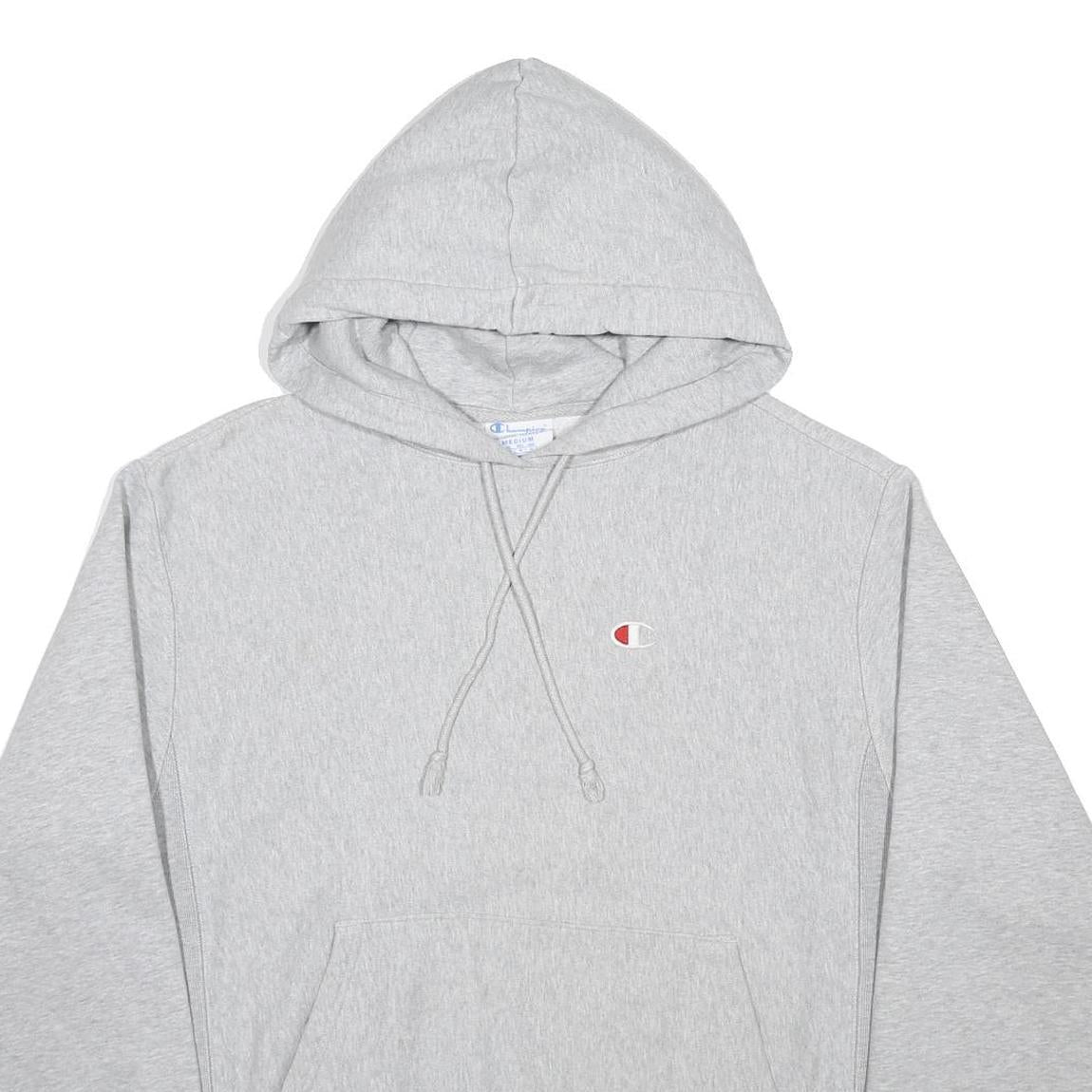 CHAMPION REVERSE WEAVE Mens Grey Pullover Hoodie M Classic Logo Cotton Blend