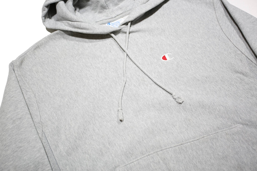 CHAMPION REVERSE WEAVE Mens Grey Pullover Hoodie M Classic Logo Cotton Blend