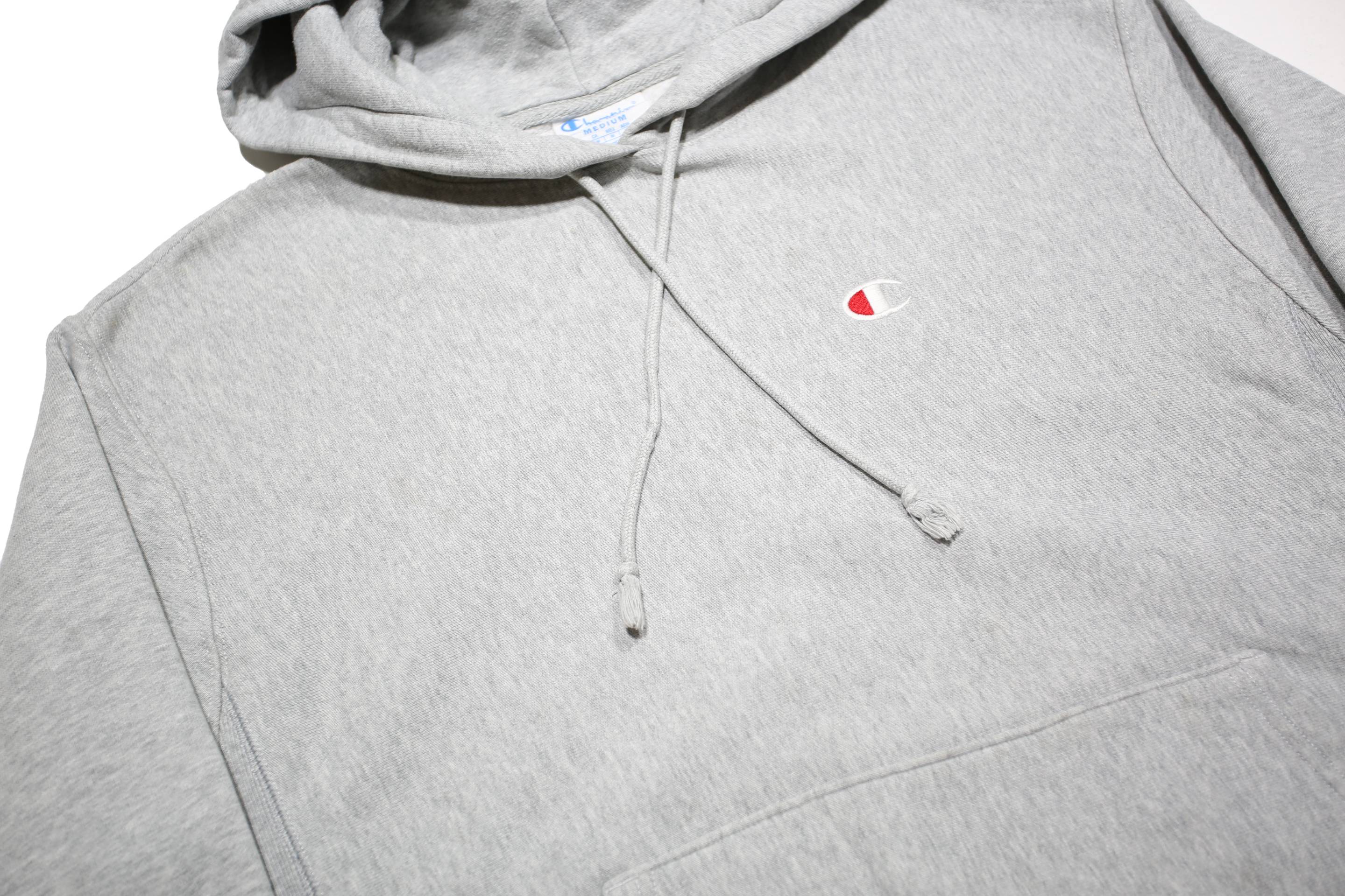 CHAMPION REVERSE WEAVE Mens Grey Pullover Hoodie M Classic Logo Cotton Blend