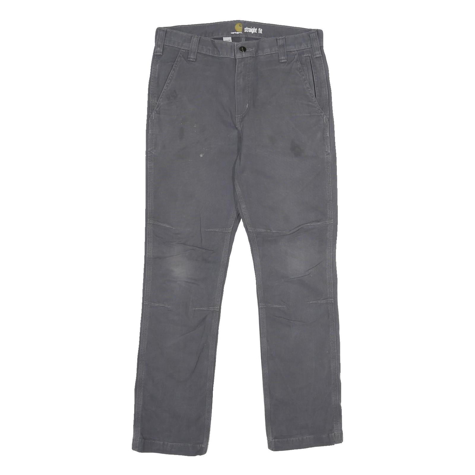 CARHARTT Mens Cotton Blend Grey Regular Straight Fit Trousers W31 L30 Workwear