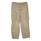 CARHARTT Mens Cotton Blend Beige Regular Fit Cargo Trousers W33 L28 Workwear