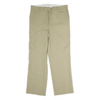 DICKIES Mens Cotton Beige Regular Straight Trousers W34 L29 Zip Closure Classic
