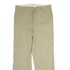DICKIES Mens Cotton Beige Regular Straight Trousers W34 L29 Zip Closure Classic