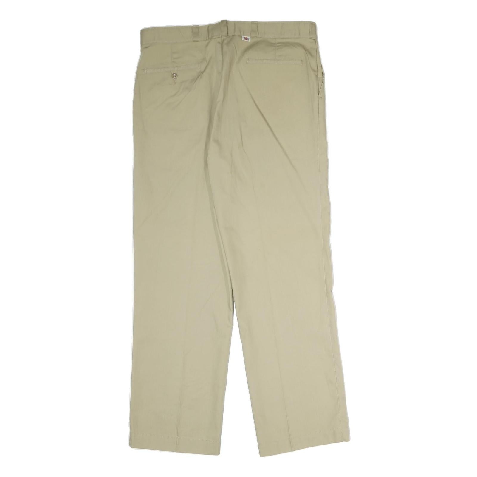 DICKIES Mens Cotton Beige Regular Straight Trousers W34 L29 Zip Closure Classic