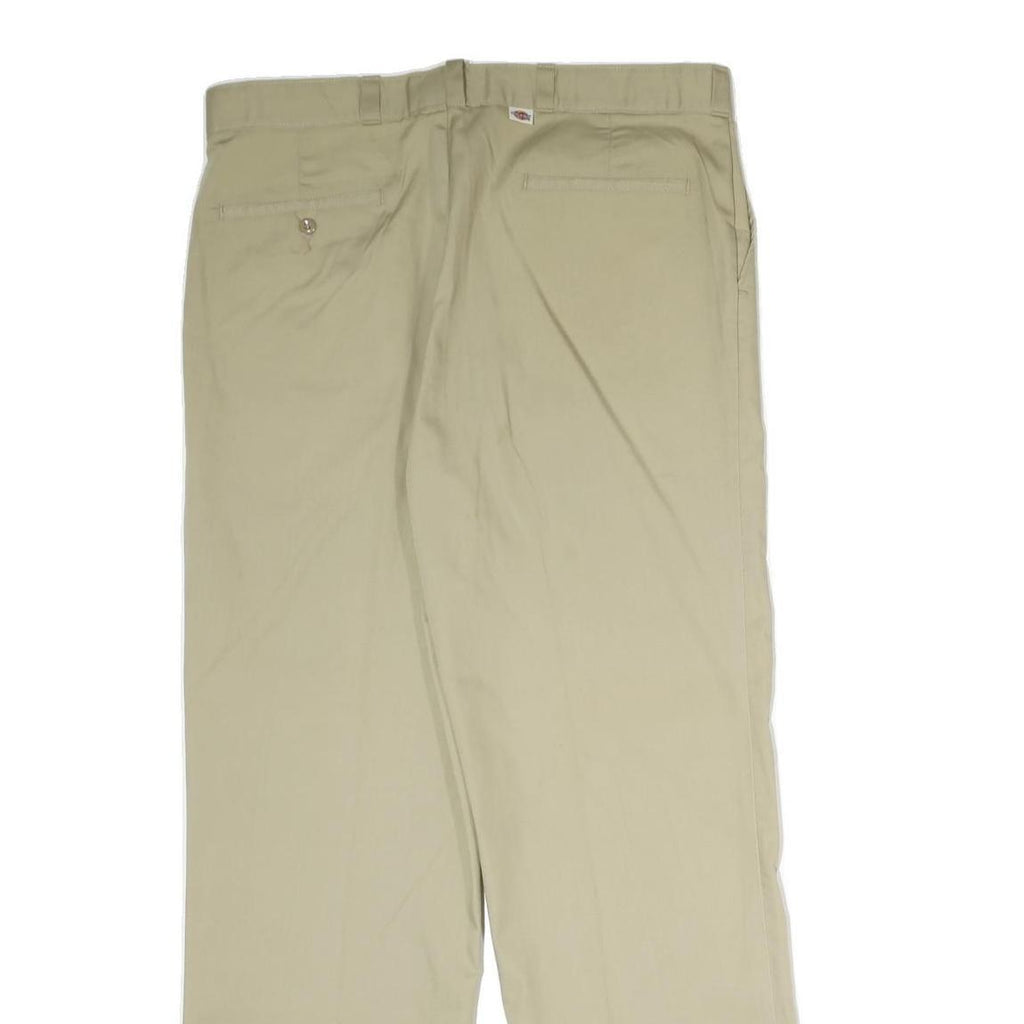 DICKIES Mens Cotton Beige Regular Straight Trousers W34 L29 Zip Closure Classic