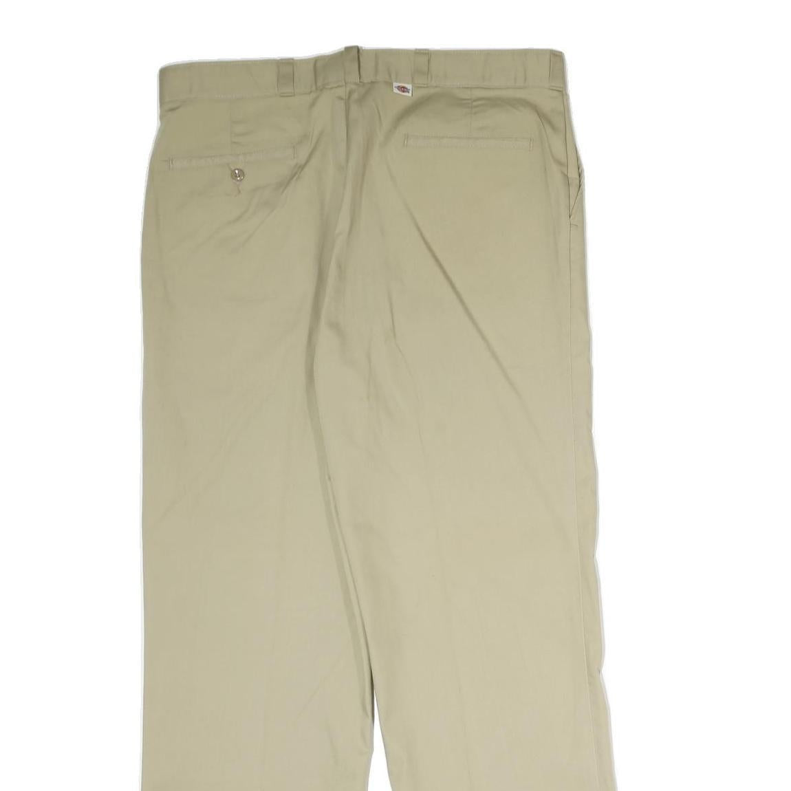 DICKIES Mens Cotton Beige Regular Straight Trousers W34 L29 Zip Closure Classic