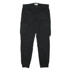 ONLY AND SONS Mens Relaxed Black Cargo Trousers W32 L30 Cotton Blend Zip Pockets