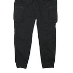 ONLY AND SONS Mens Relaxed Black Cargo Trousers W32 L30 Cotton Blend Zip Pockets