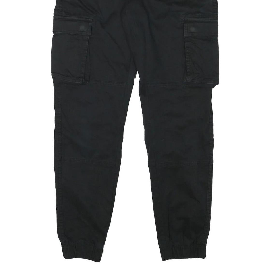 ONLY AND SONS Mens Relaxed Black Cargo Trousers W32 L30 Cotton Blend Zip Pockets