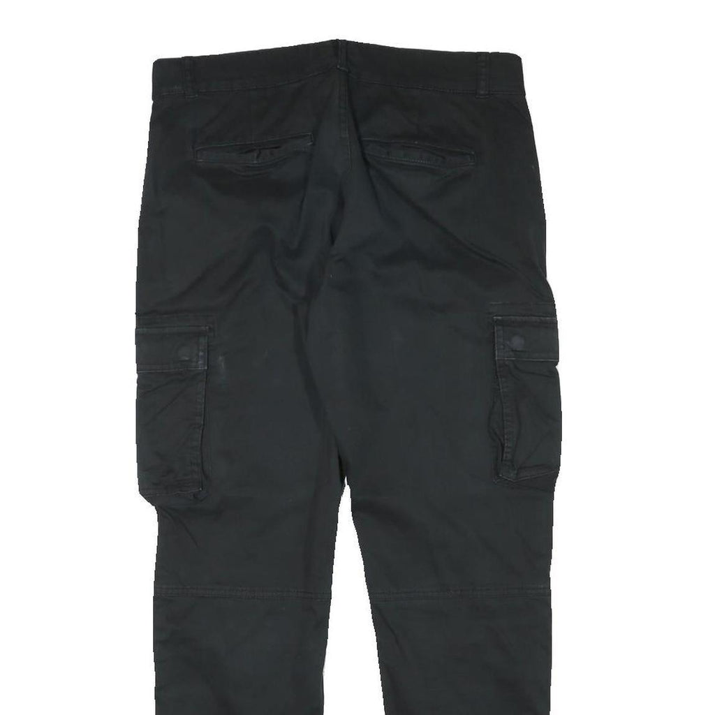 ONLY AND SONS Mens Relaxed Black Cargo Trousers W32 L30 Cotton Blend Zip Pockets