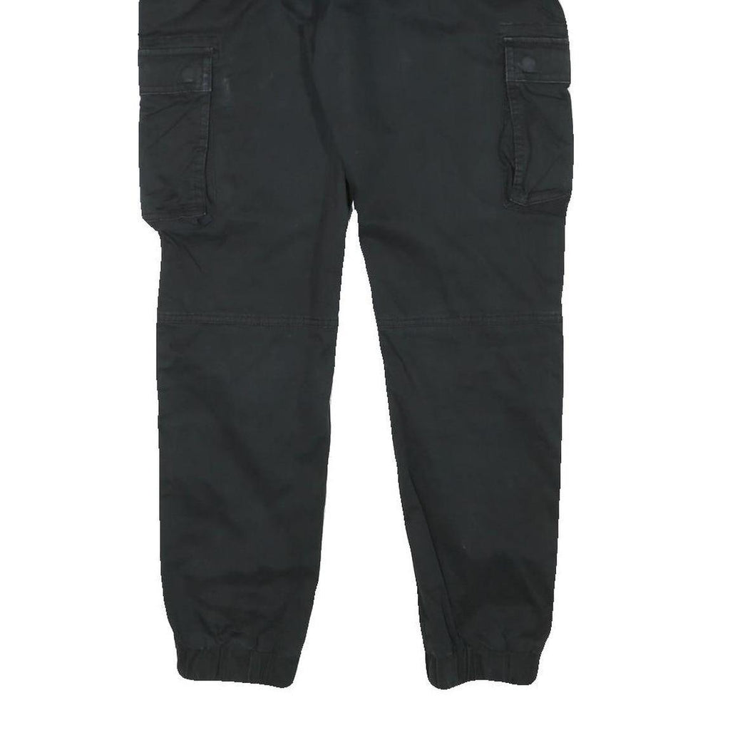 ONLY AND SONS Mens Relaxed Black Cargo Trousers W32 L30 Cotton Blend Zip Pockets