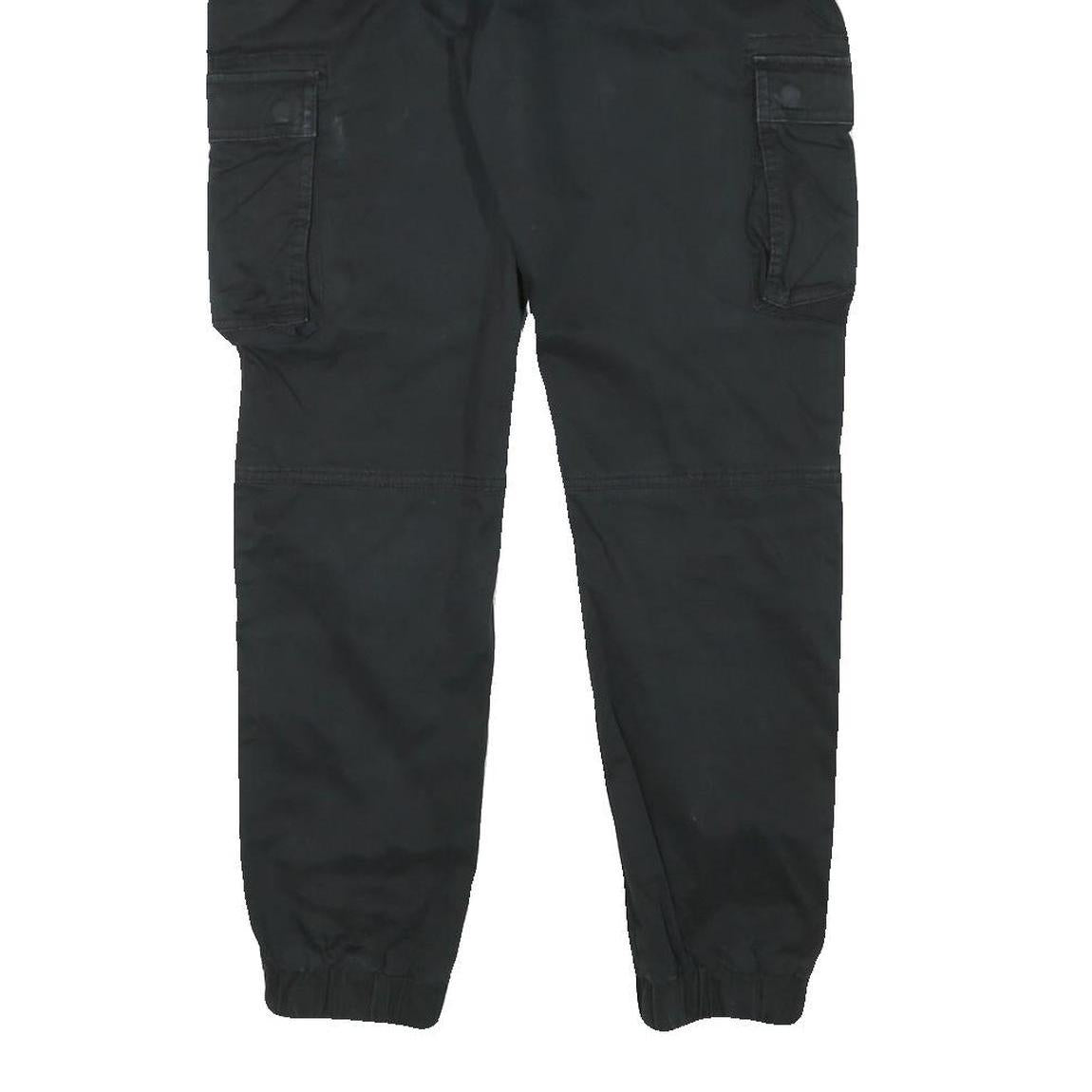 ONLY AND SONS Mens Relaxed Black Cargo Trousers W32 L30 Cotton Blend Zip Pockets