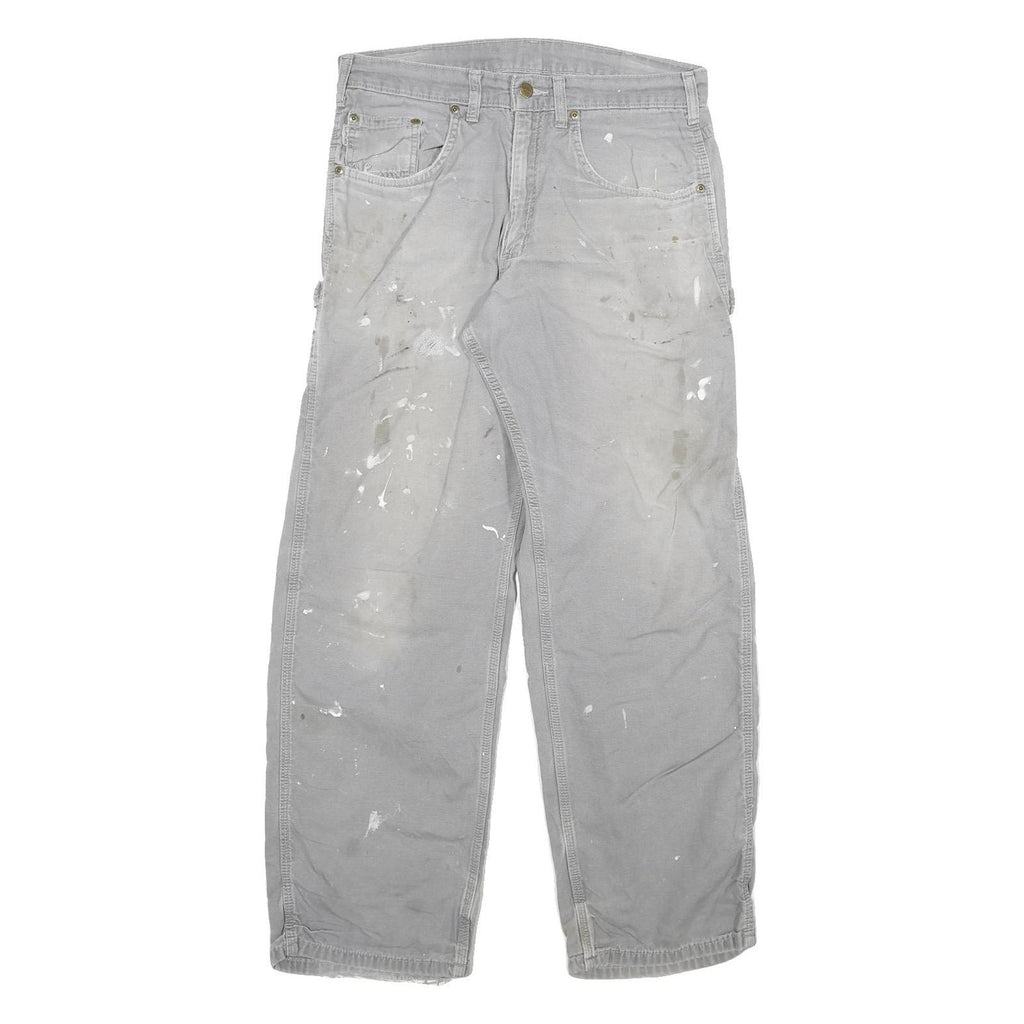 CARHARTT Mens Cotton Blend Grey Relaxed Straight Trousers W33 L32 Workwear