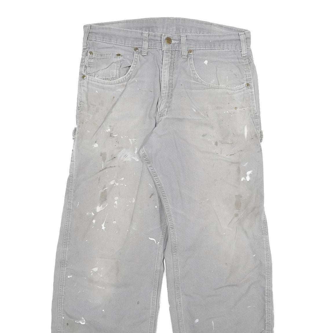 CARHARTT Mens Cotton Blend Grey Relaxed Straight Trousers W33 L32 Workwear