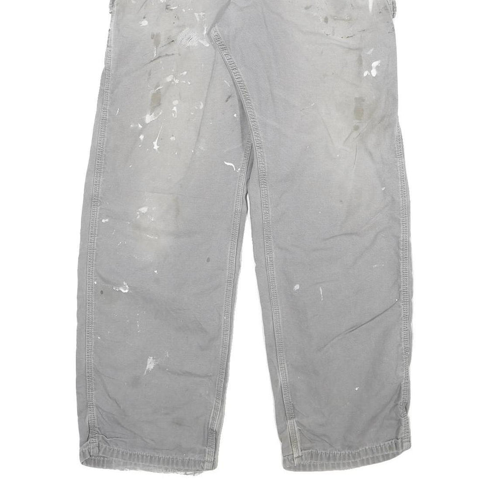 CARHARTT Mens Cotton Blend Grey Relaxed Straight Trousers W33 L32 Workwear