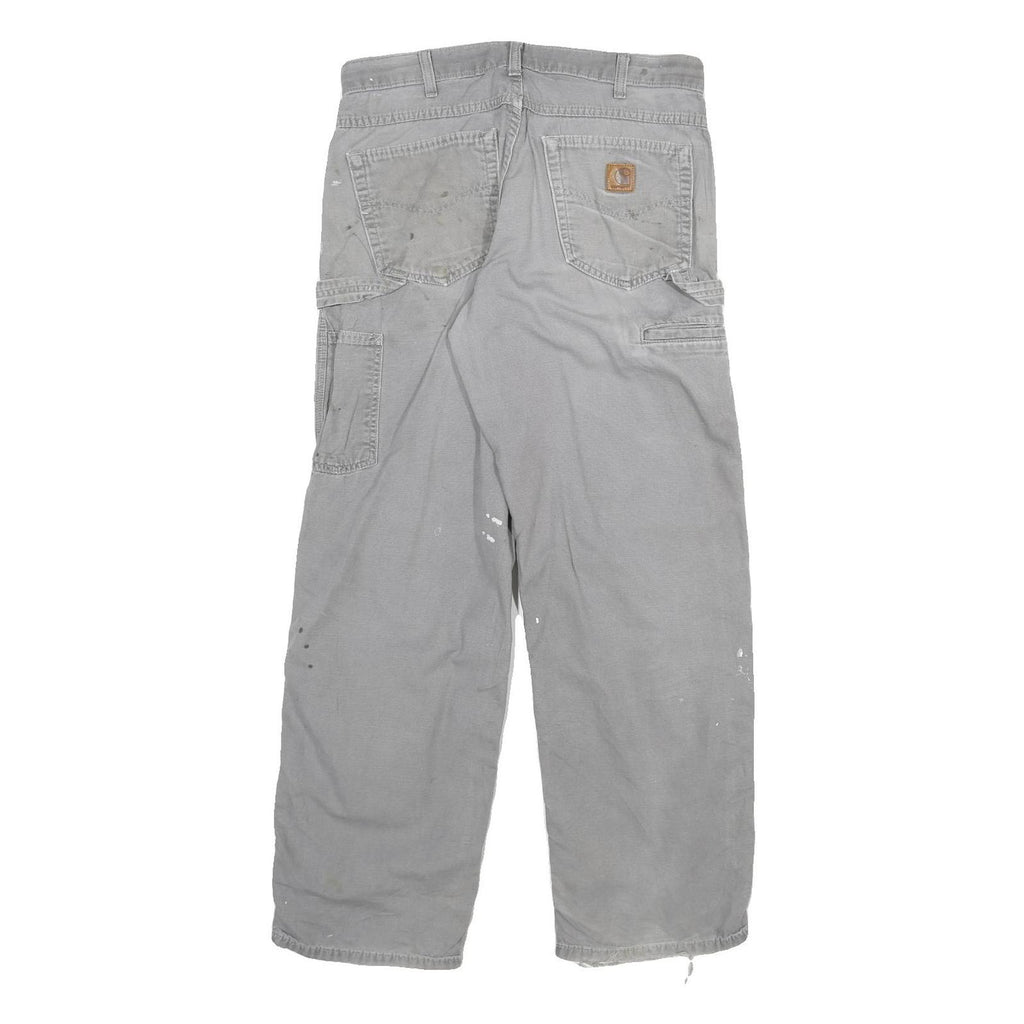 CARHARTT Mens Cotton Blend Grey Relaxed Straight Trousers W33 L32 Workwear