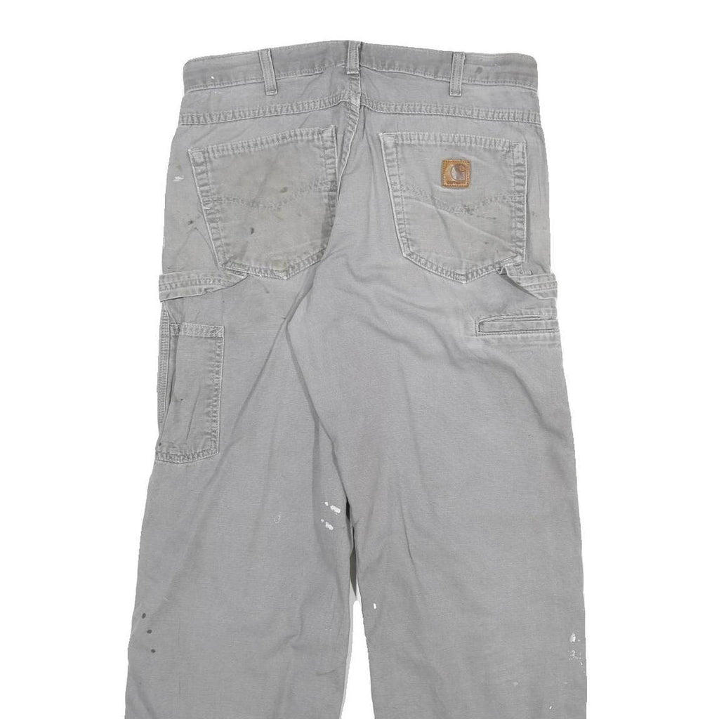 CARHARTT Mens Cotton Blend Grey Relaxed Straight Trousers W33 L32 Workwear