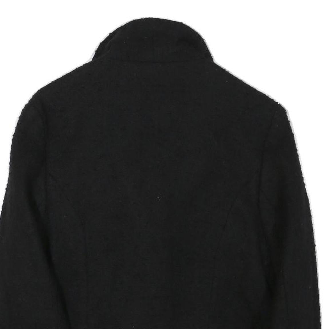 Womens Black Button Polyester Blend Classic Jacket XS Tweed Stylish Elegant