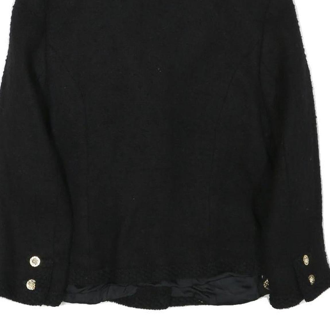 Womens Black Button Polyester Blend Classic Jacket XS Tweed Stylish Elegant