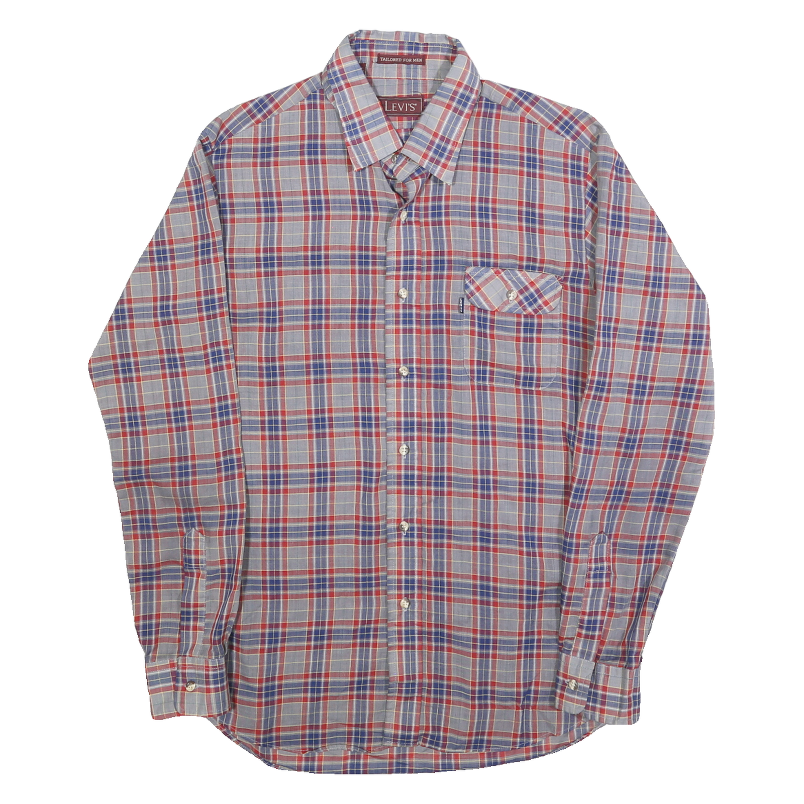 LEVI'S Mens Blue & Red Check Shirt S Cotton Blend Casual Lightweight