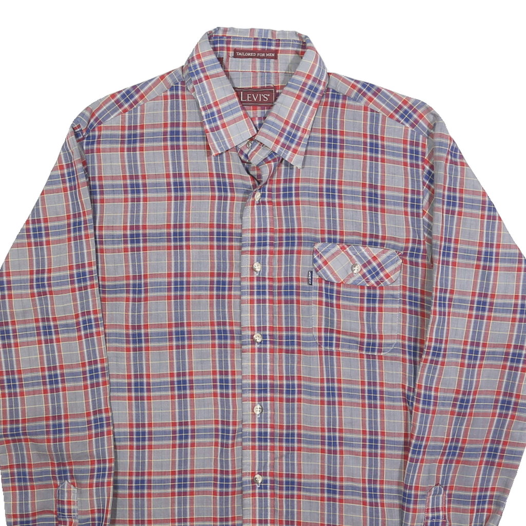 LEVI'S Mens Blue & Red Check Shirt S Cotton Blend Casual Lightweight