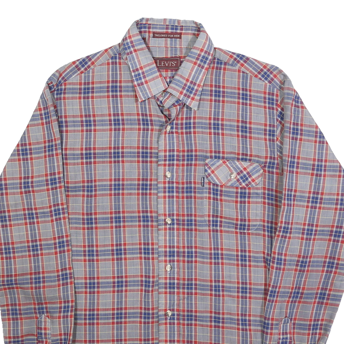 LEVI'S Mens Blue & Red Check Shirt S Cotton Blend Casual Lightweight