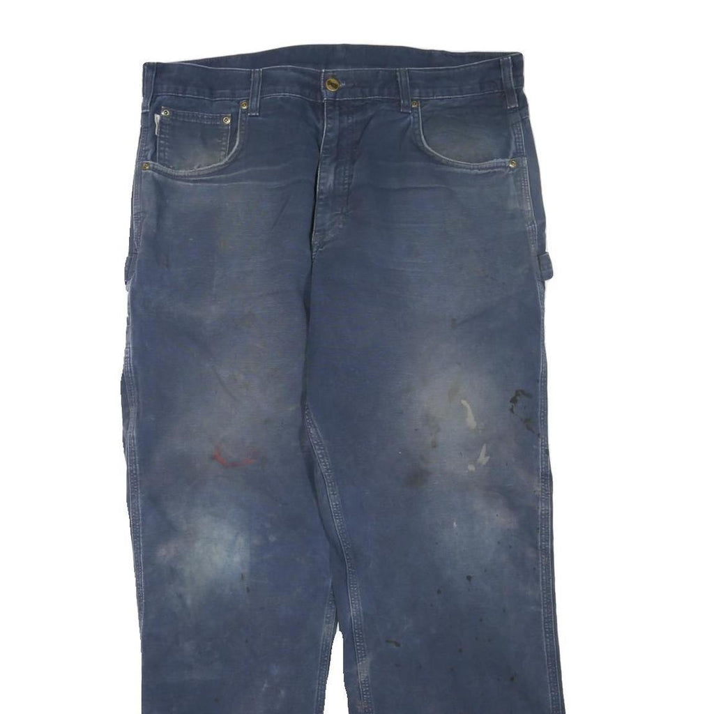 CARHARTT Mens Cotton Blend Blue Regular Fit Straight Leg Trousers W36 L32