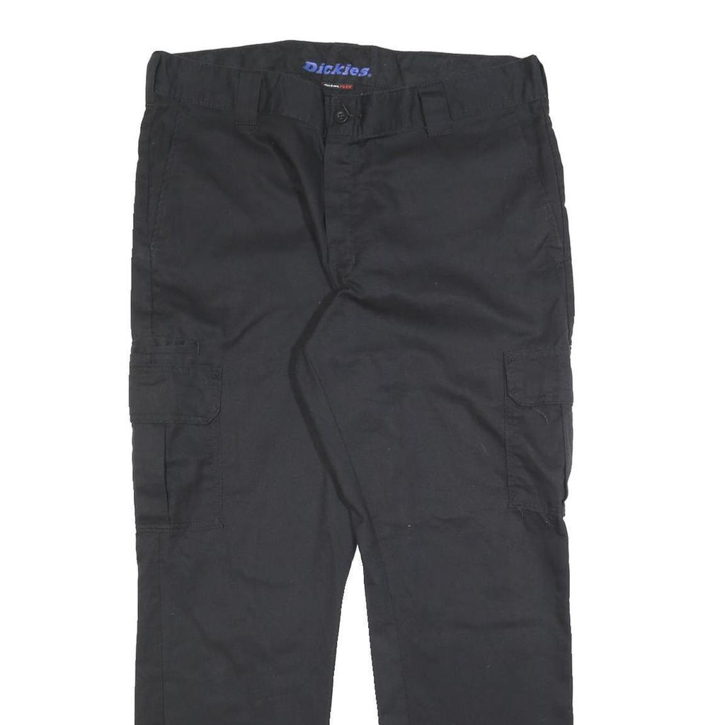 DICKIES Mens Black Slim Cargo Trousers W36 L31 Cotton Blend Zip Closure Workwear