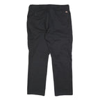 DICKIES Mens Black Slim Cargo Trousers W36 L31 Cotton Blend Zip Closure Workwear