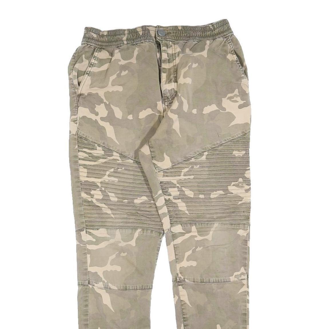 FSBN Mens Slim Camouflage Cotton Blend Trousers W28 L29 Zip Side Pockets